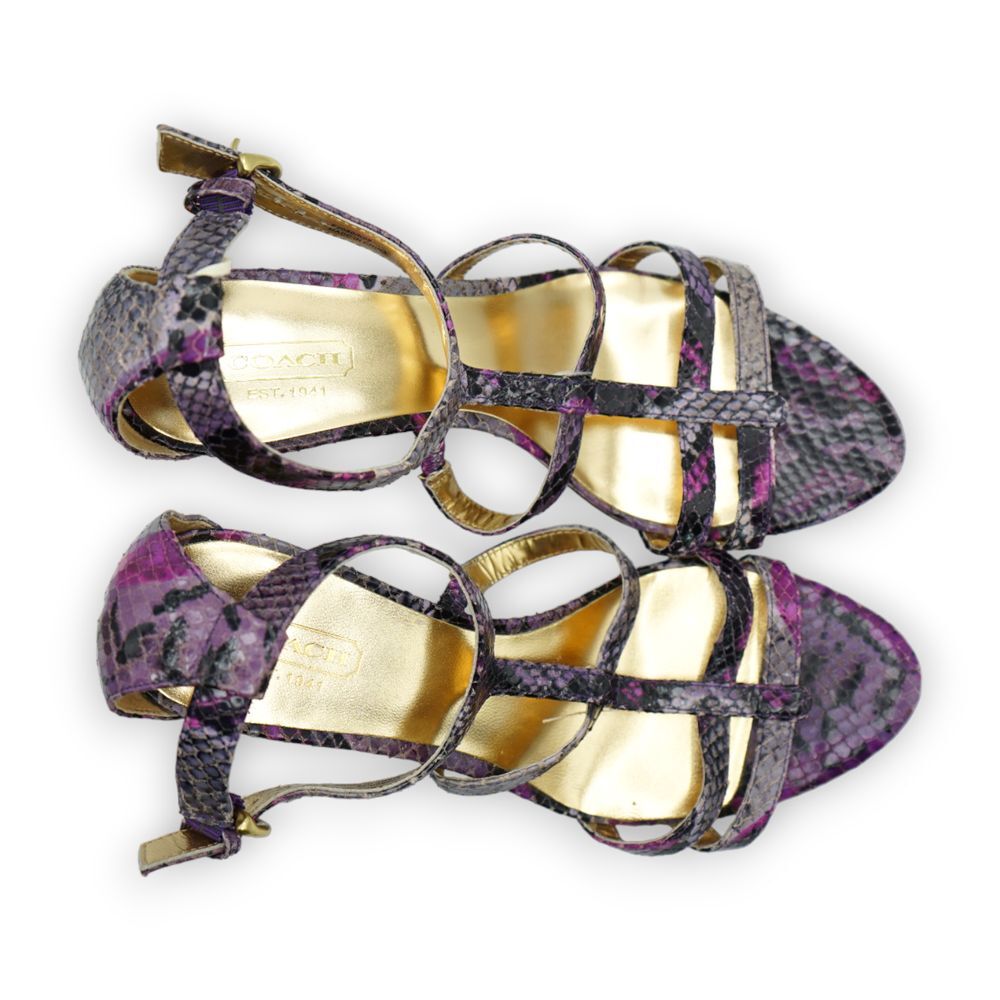 COACH Shoes Purple/Pink Python Strappy‎ Heels Size 6B Women's - Picture 5 of 12